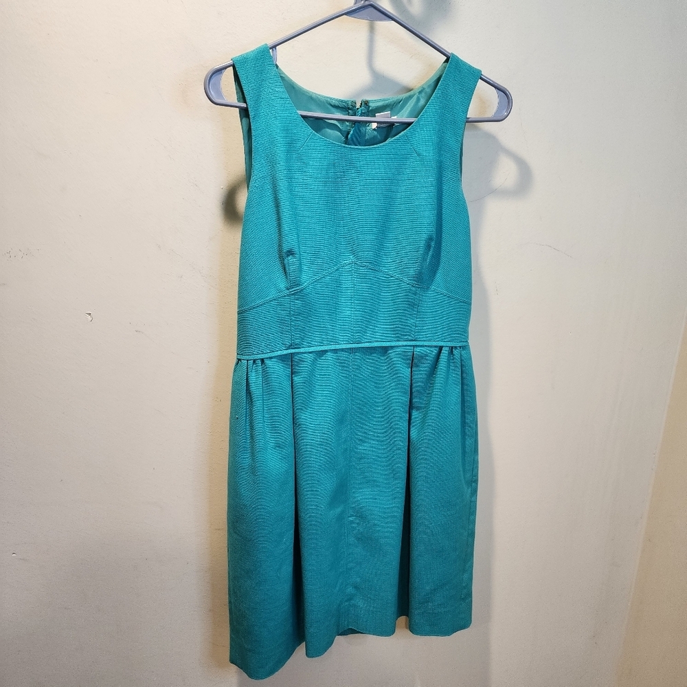 J. Crew Cotton Sleeveless Teal Dress - Classic Party Dress Sz 8